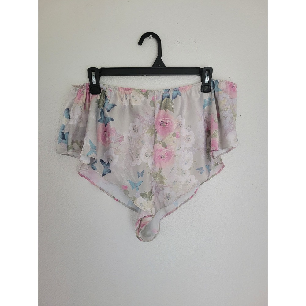 Victoria's Secret Floral Butterfly Tap Shorts XL Pink Blue Ruffle Sleepwear #12